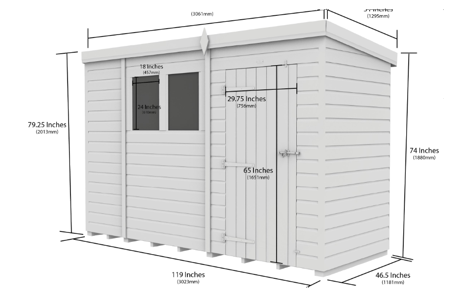 10 x 4 Security Pent Shed 10 x 4 Security Pent Shed