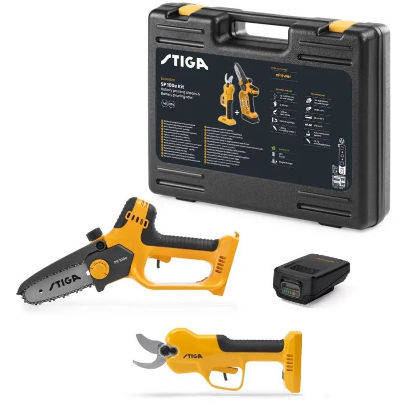 Stiga SP 100e Cordess Secateurs and Pruner Kit 20v Stiga SP 100e Cordess Secateurs and Pruner Kit 20v