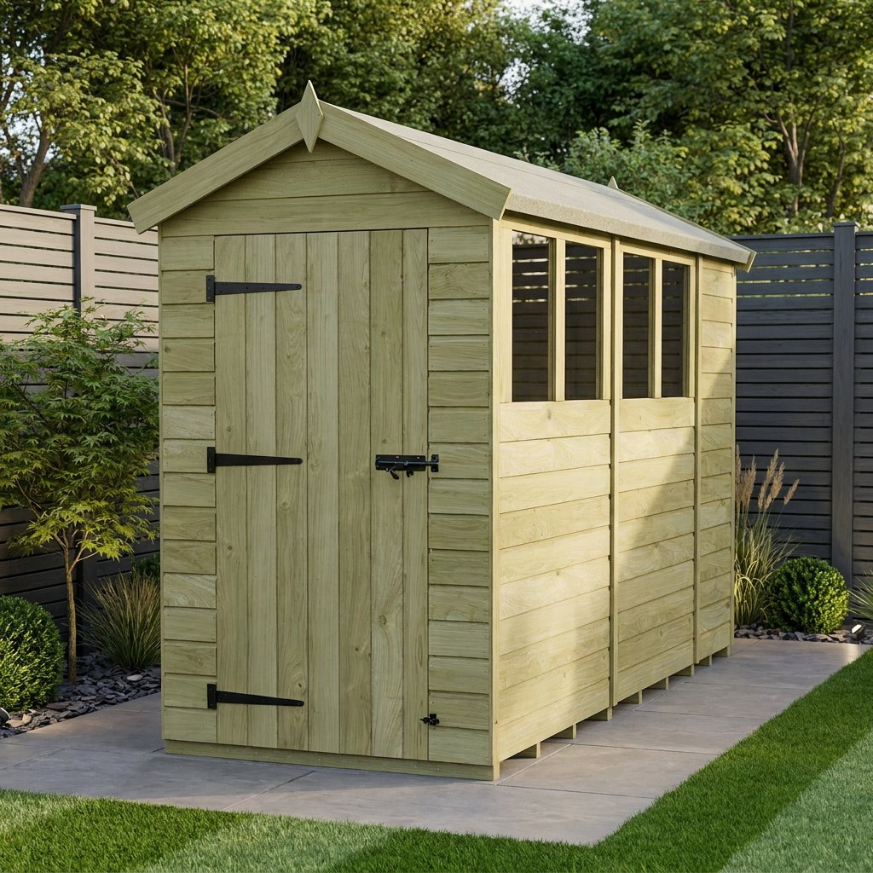 4 x 10 Apex Shed Single Door, With Windows 4 x 10 Apex Shed Single Door, With Windows