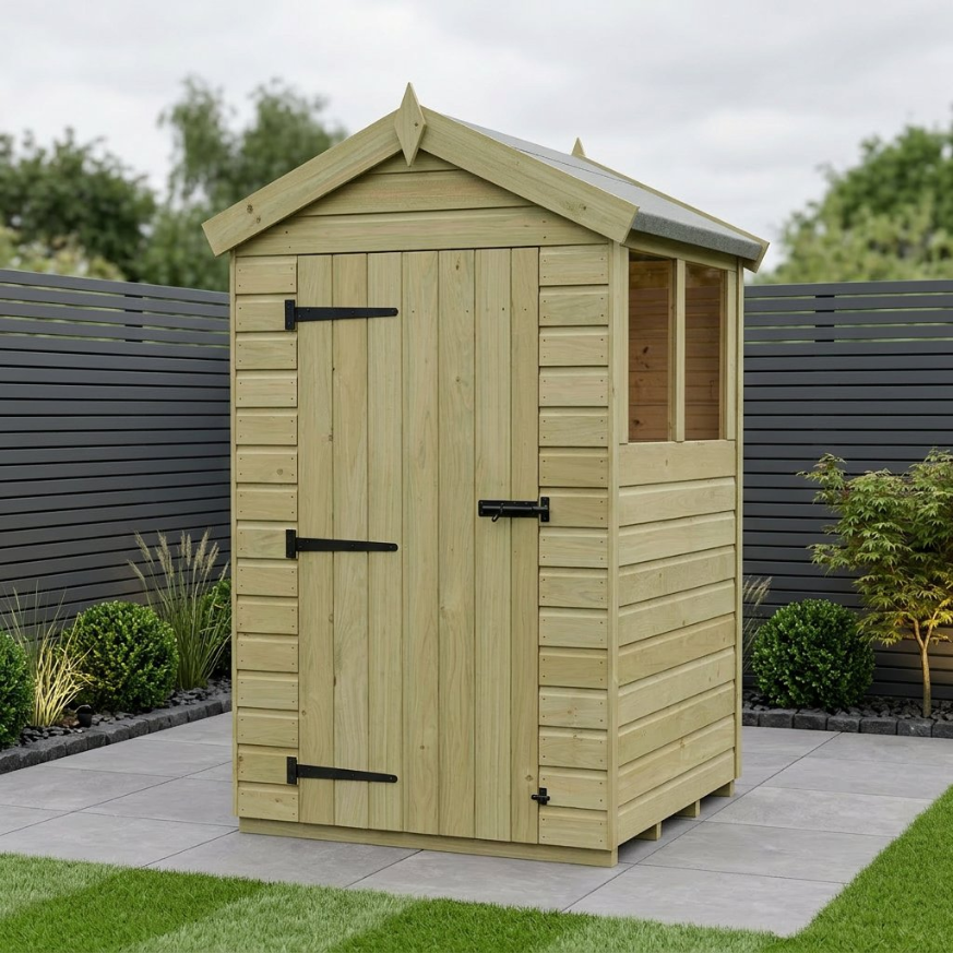 4 x 4 Apex Shed Single Door, With Windows 4 x 4 Apex Shed Single Door, With Windows