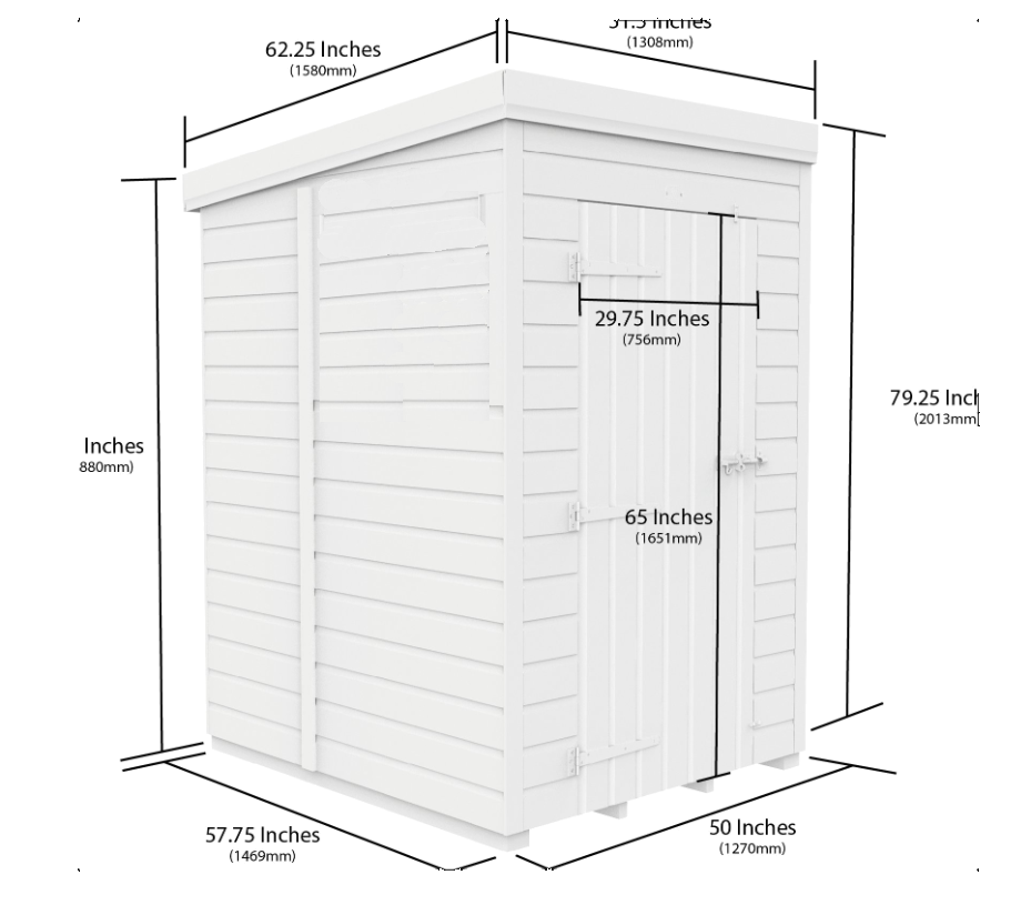 4 x 5 Pent Shed Double Door, No Windows 4 x 5 Pent Shed Double Door, No Windows