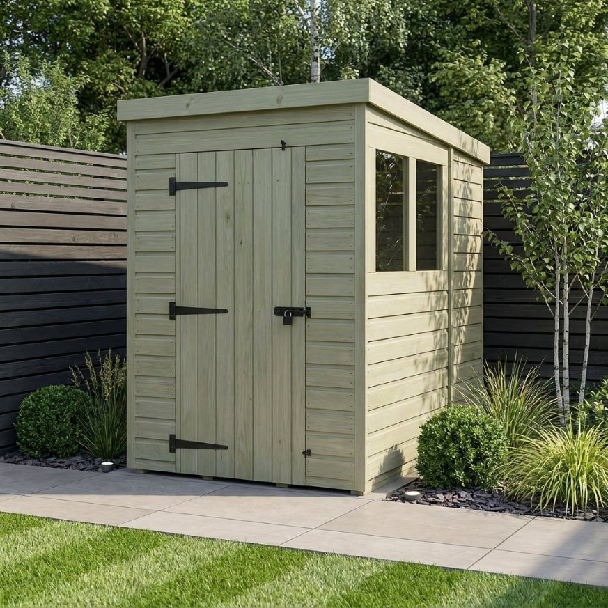 4 x 6 Pent Shed Single Door, With Windows 4 x 6 Pent Shed Single Door, With Windows
