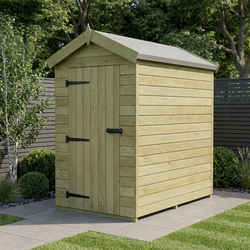 4 x 7 Apex Shed Single Door, No Windows 4 x 7 Apex Shed Single Door, No Windows
