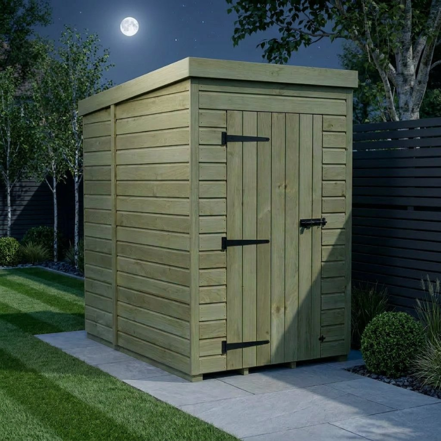 4 x 7 Pent Shed Single Door, No Windows 4 x 7 Pent Shed Single Door, No Windows