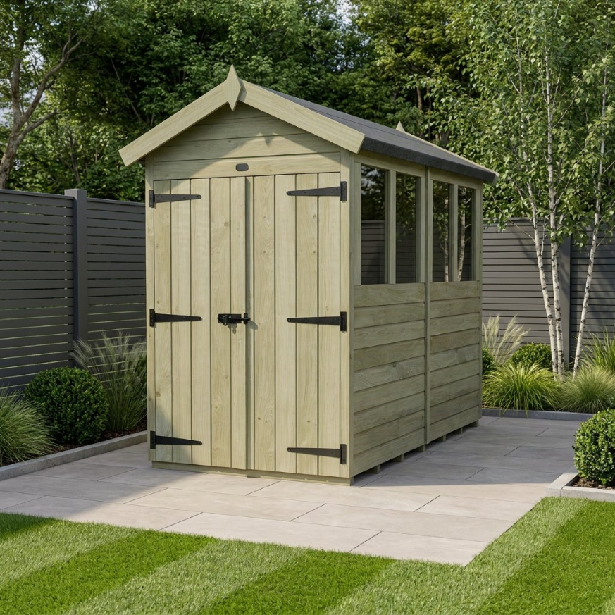 4 x 8 Apex Shed Double Door, With Windows 4 x 8 Apex Shed Double Door, With Windows