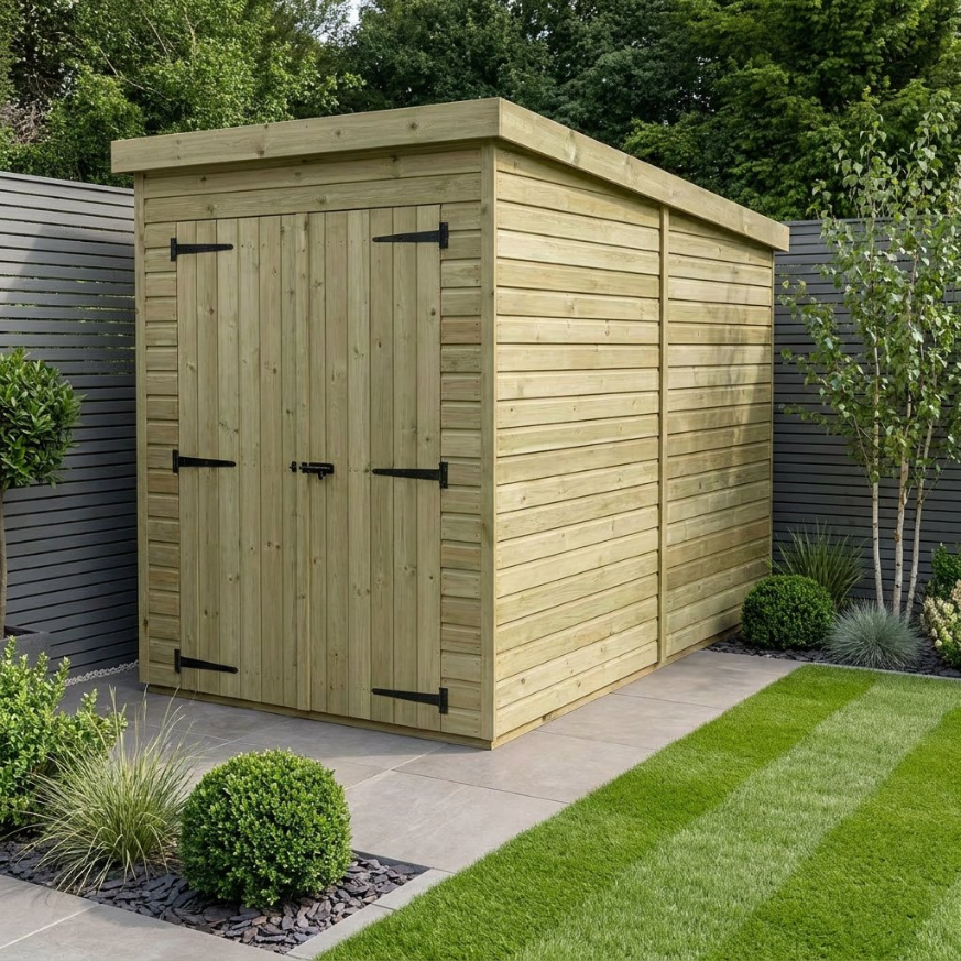 4 x 8 Pent Shed Double Door, No Windows