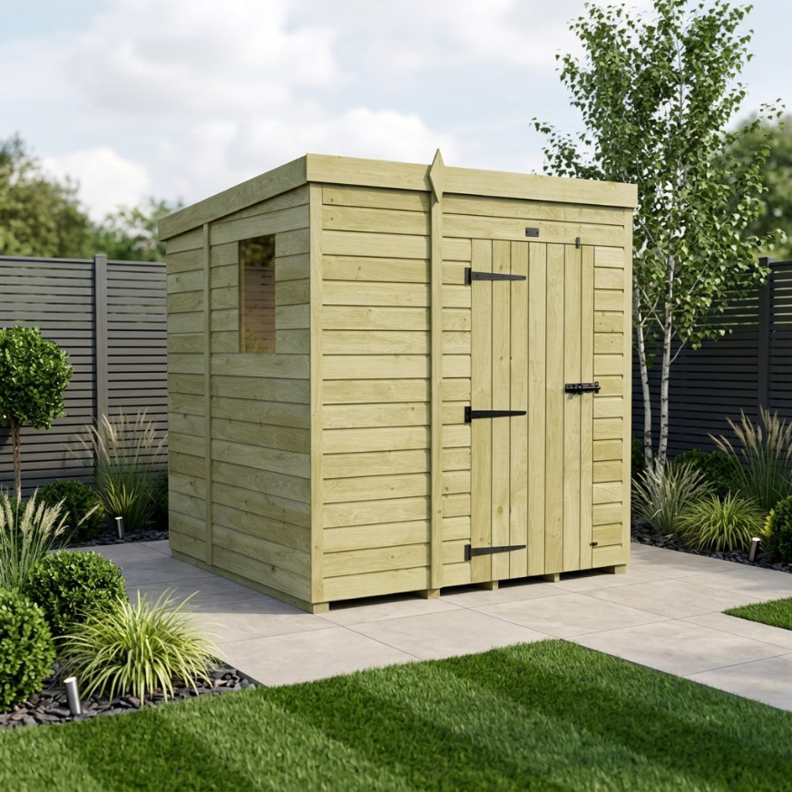 5 x 6 Pent Shed Single Door, With Windows 5 x 6 Pent Shed Single Door, With Windows