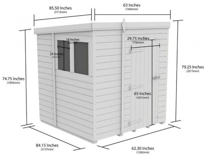 5 x 7 Pent Shed Single Door, No Windows 5 x 7 Pent Shed Single Door, No Windows