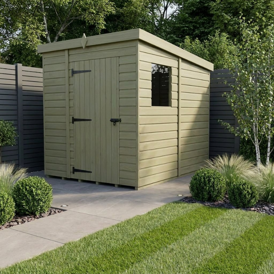 5 x 7 Pent Shed Single Door, With Windows 5 x 7 Pent Shed Single Door, With Windows