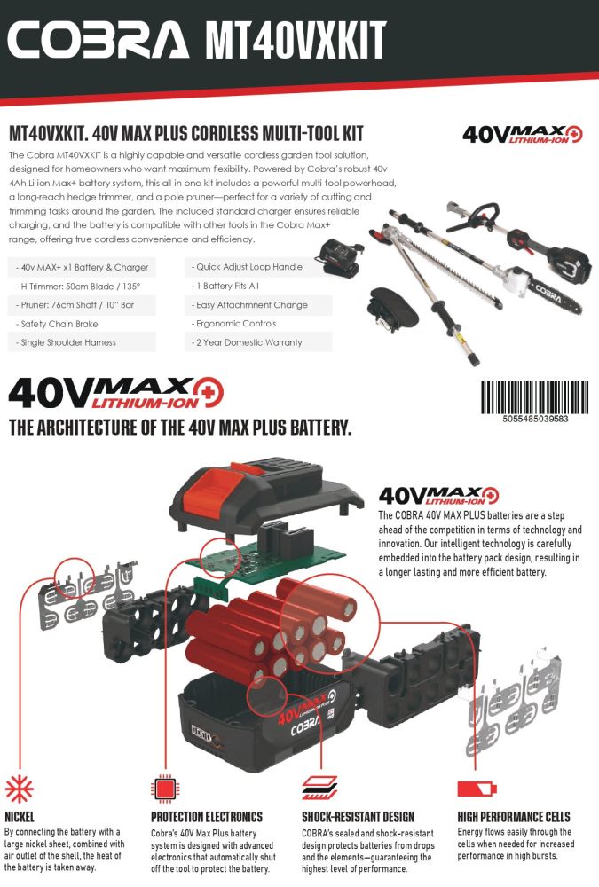 Cobra MT40VX Cordless Multi-Tool Brushcutter Attachment