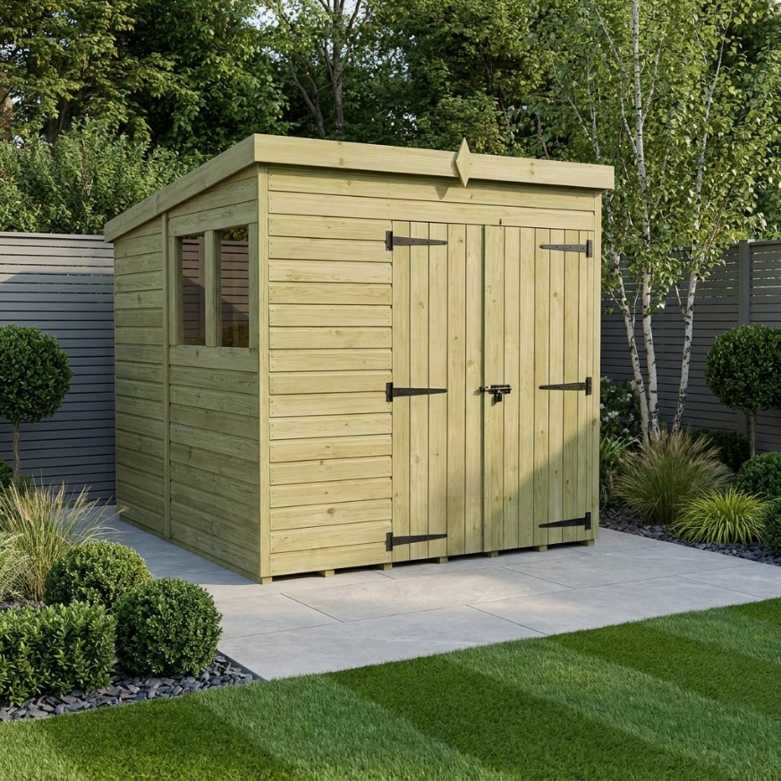 6 x 5 Pent Shed Double Door, With Windows 6 x 5 Pent Shed Double Door, With Windows