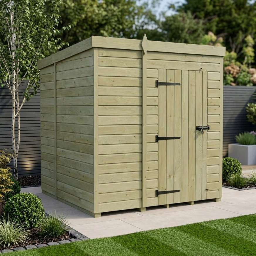 7 x 6 Pent Shed Single Door, No Windows 7 x 6 Pent Shed Single Door, No Windows