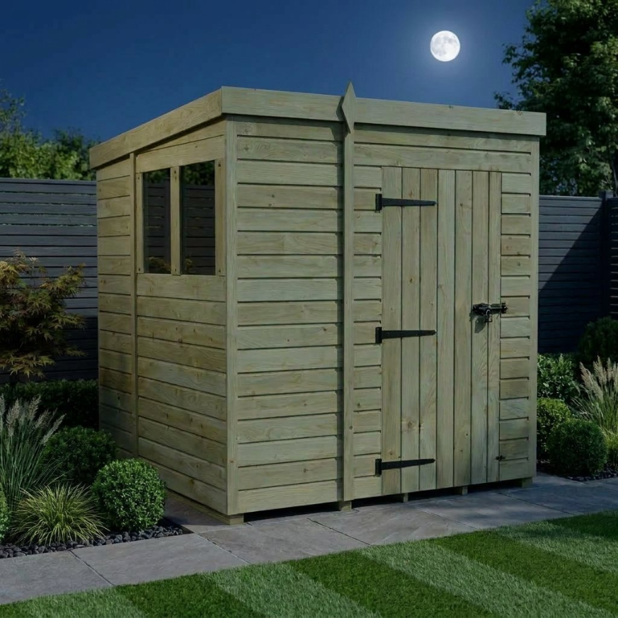 7 x 6 Pent Shed Single Door, With Windows 7 x 6 Pent Shed Single Door, With Windows