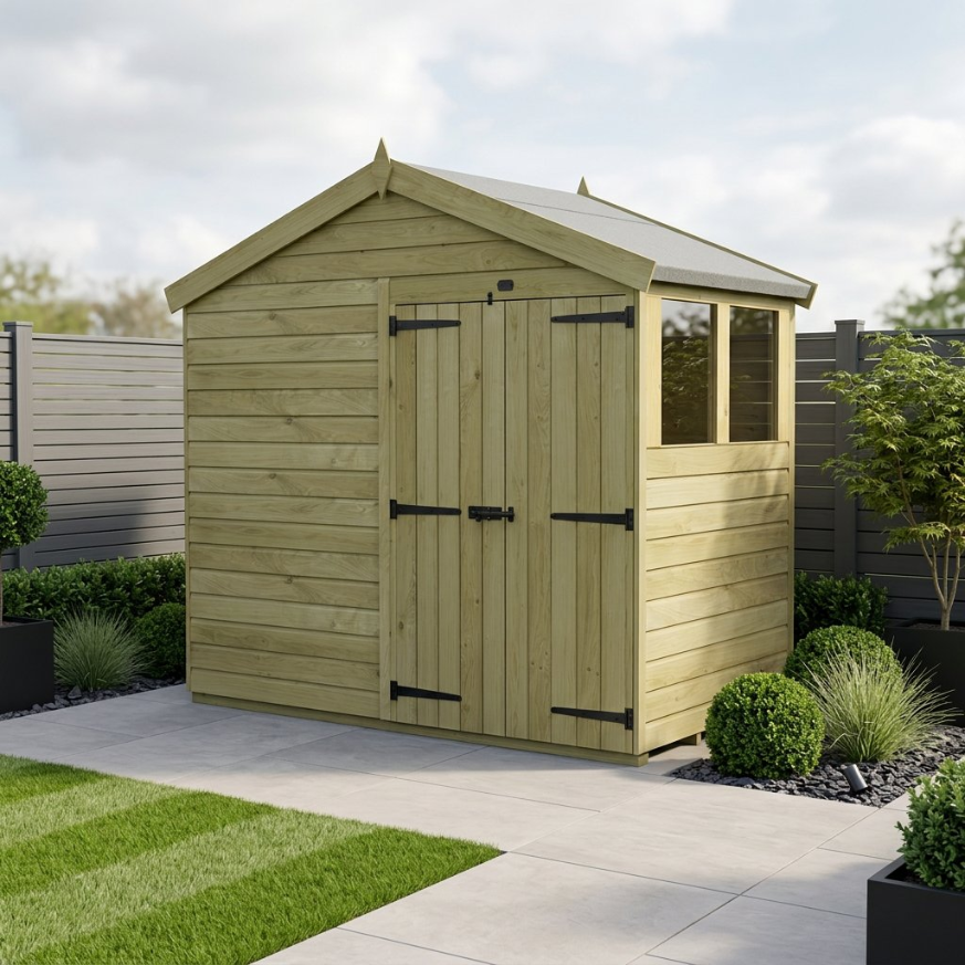 8 x 4 Apex Shed Double Door, With Windows 8 x 4 Apex Shed Double Door, With Windows