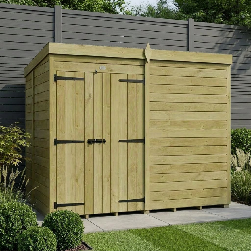 8 x 5 Pent Shed Double Door, No Windows