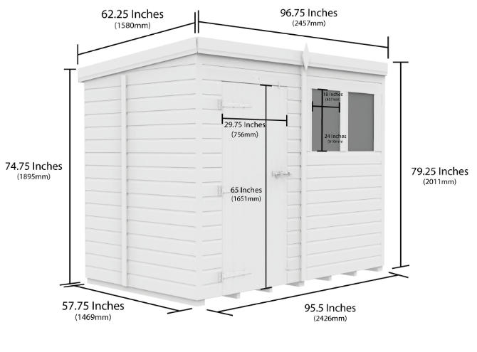 8 x 5 Pent Shed Single Door, No Windows 8 x 5 Pent Shed Single Door, No Windows