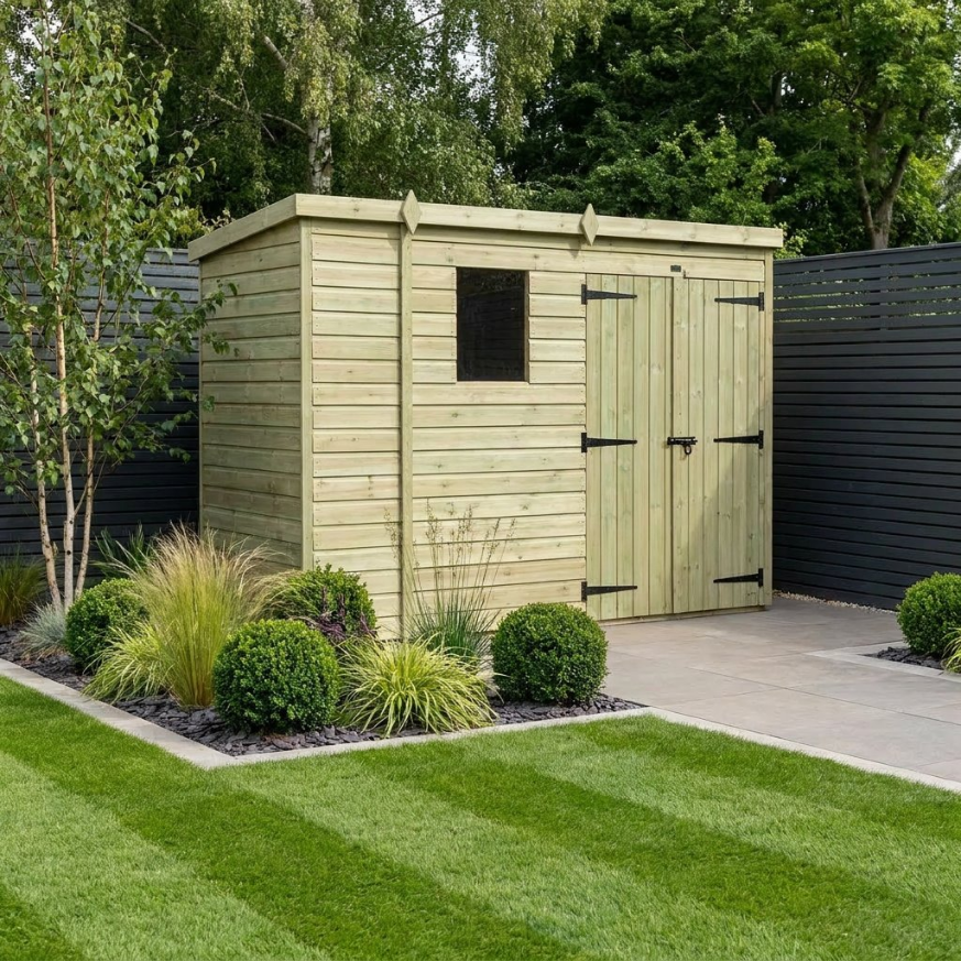 9 x 4 Pent Shed Double Door, With Windows 9 x 4 Pent Shed Double Door, With Windows