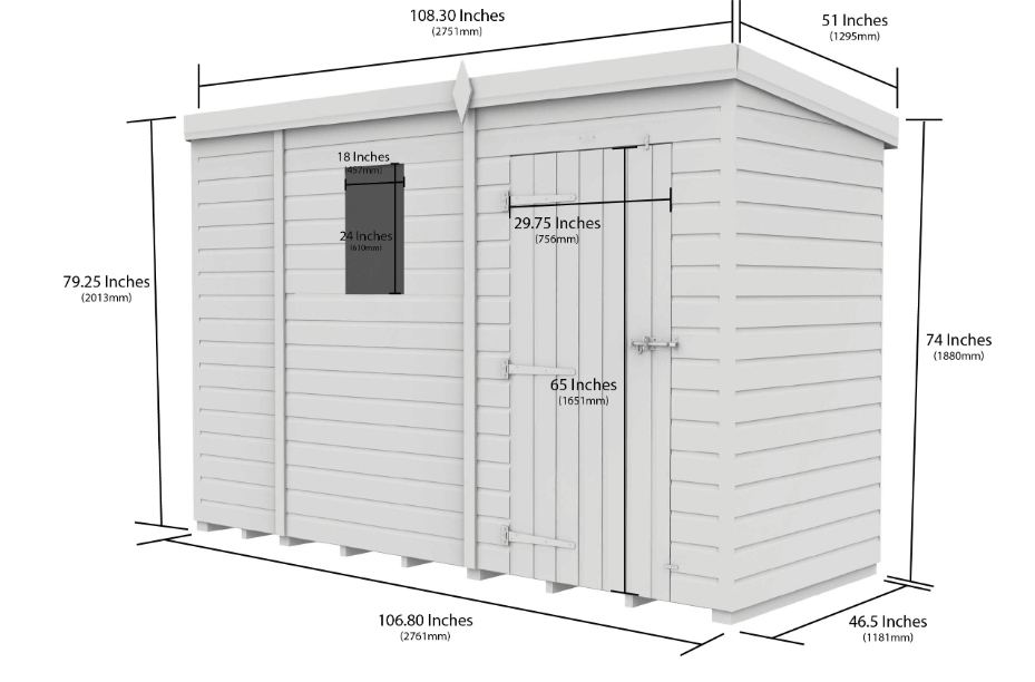 9 x 4 Security Pent Shed 9 x 4 Security Pent Shed
