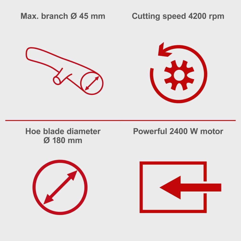 Scheppach GS55 Garden Shredder, 2400W, 45mm Branch Capacity, 2x 45L Collection Bags, 10m Cable, 2 Blades Scheppach GS55 Garden Shredder, 2400W, 45mm Branch Capacity, 2x 45L Collection Bags, 10m Cable, 2 Blades