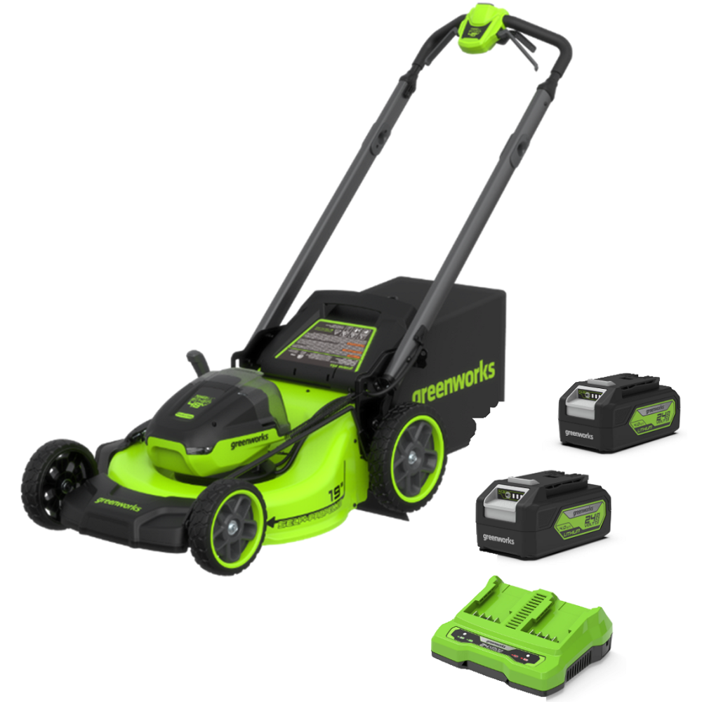 Greenworks Cordless Self Propelled Lawnmower KIT 48v / 46cm ( 2 x 4 Ah Batteries / Dual Charger)