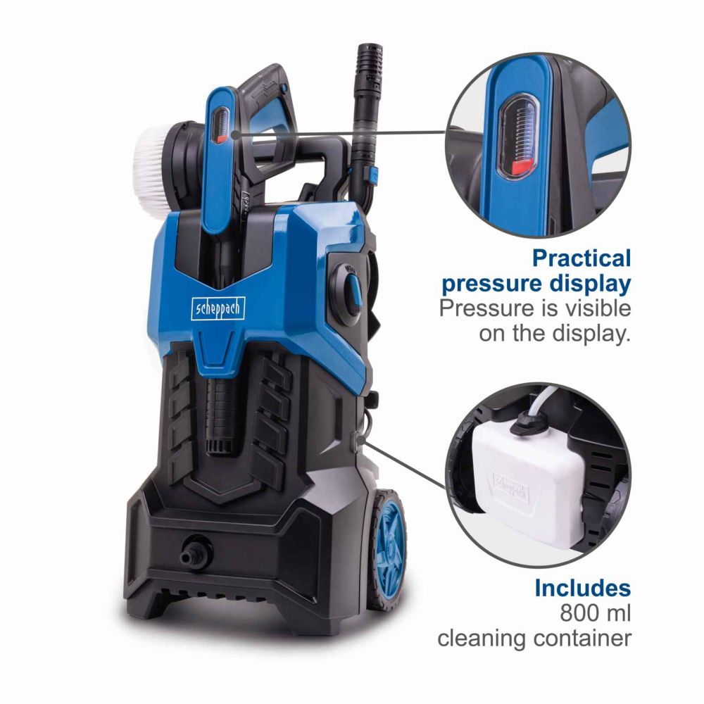 Scheppach HCE3000 Pressure Washer, 2400W, 180 Bar, 480 L/h, Accessory Kit Scheppach HCE3000 Pressure Washer, 2400W, 180 Bar, 480 L/h, Accessory Kit