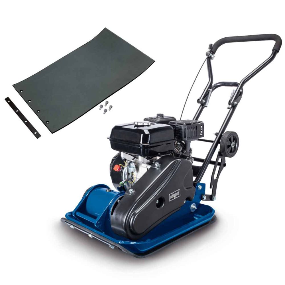 Scheppach HP1400S Wacker Plate Compactor, 2hp Petrol Engine, 8.2kN Force, 495x320mm Plate