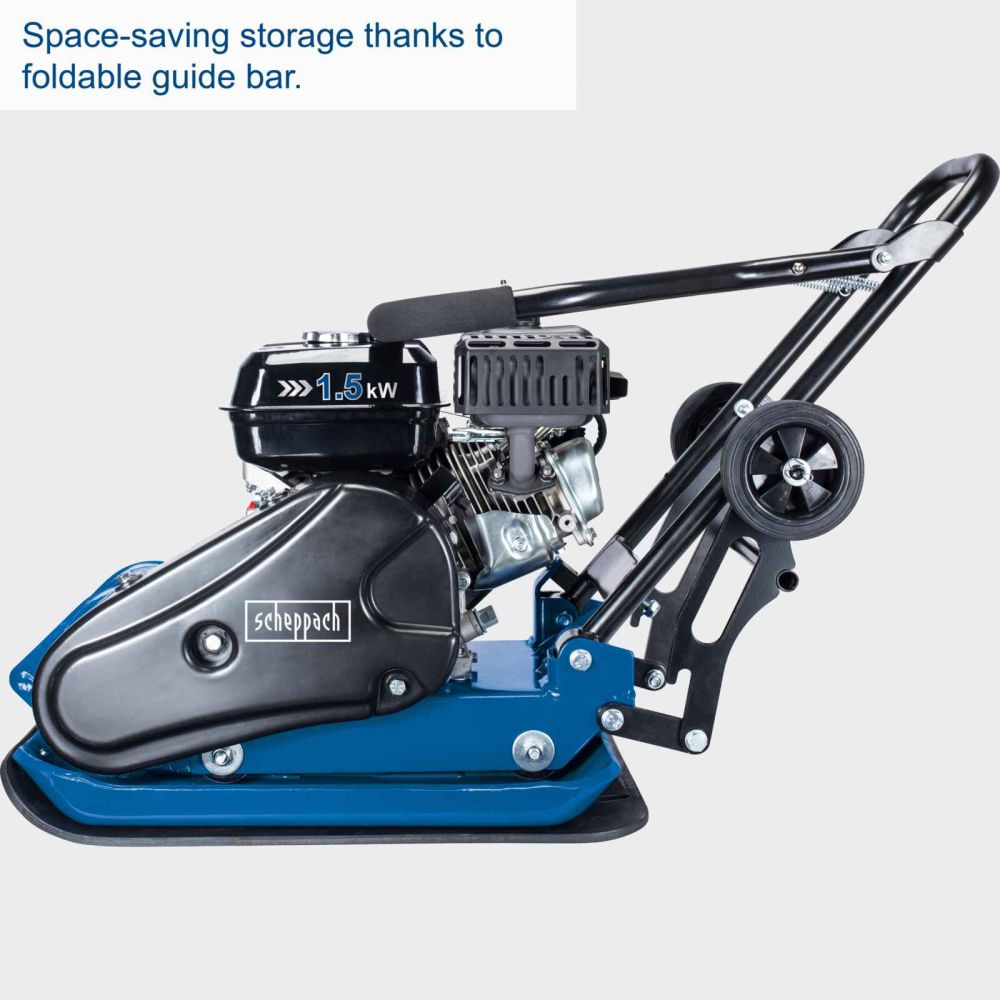 Scheppach HP1400S Wacker Plate Compactor, 2hp Petrol Engine, 8.2kN Force, 495x320mm Plate
