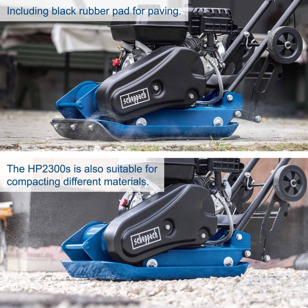 Scheppach HP2300S Wacker Plate Compactor, 5.6hp Petrol Engine, 13kN Force, 540x420mm Plate Scheppach HP2300S Wacker Plate Compactor, 5.6hp Petrol Engine, 13kN Force, 540x420mm Plate