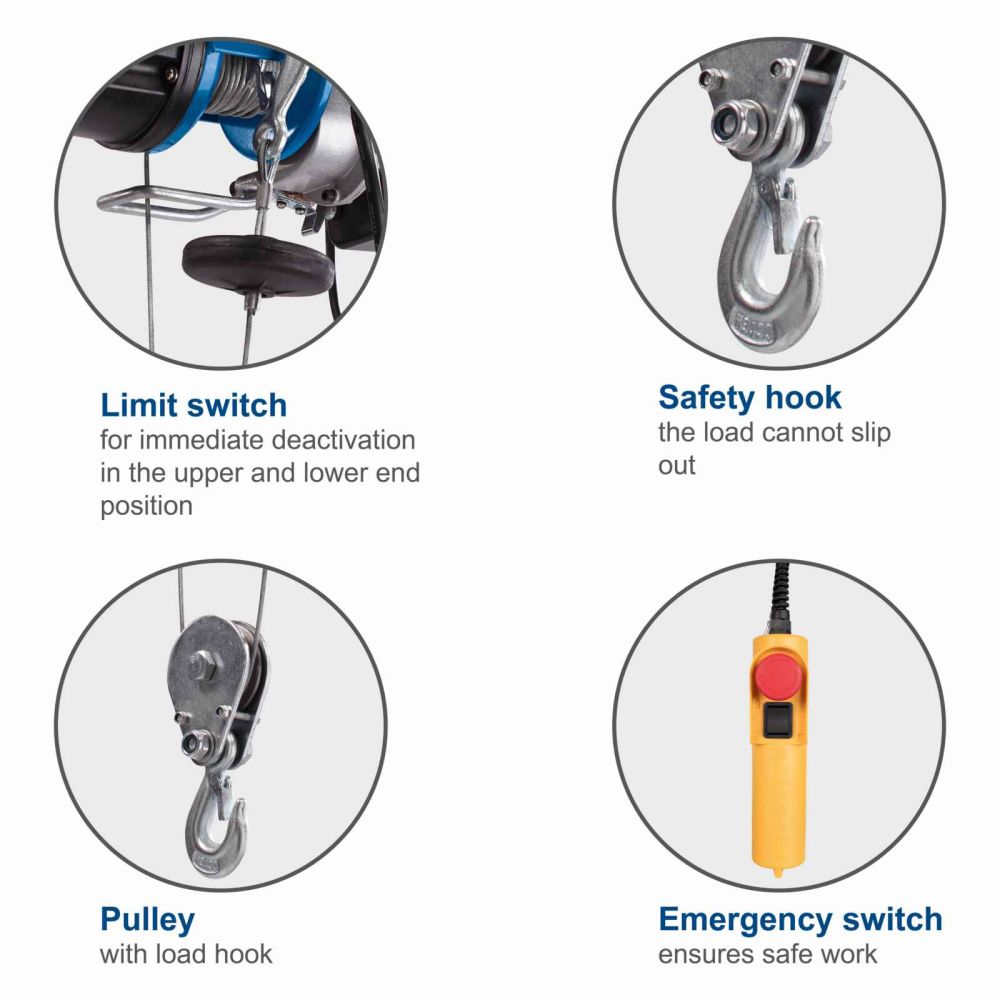 Scheppach HRS250 Electric Cable Hoist, 530W, 12m Lift Height, 125kg/250kg Lift Capacity Scheppach HRS250 Electric Cable Hoist, 530W, 12m Lift Height, 125kg/250kg Lift Capacity