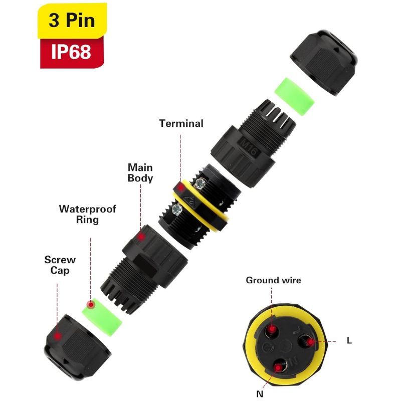 IP68 Waterproof Junction Box Outdoor Cable Connector - 5mm - 8mm IP68 Waterproof Junction Box Outdoor Cable Connector - 5mm - 8mm