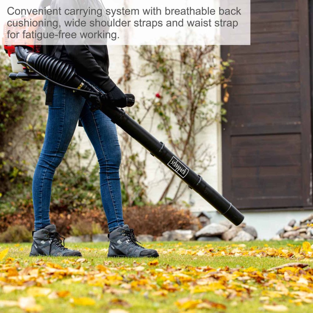 Scheppach LB5200BP Backpack Leaf Blower, 1.9hp Petrol Engine, 1080m³/h Airflow, 295km/h Air Speed Scheppach LB5200BP Backpack Leaf Blower, 1.9hp Petrol Engine, 1080m³/h Airflow, 295km/h Air Speed