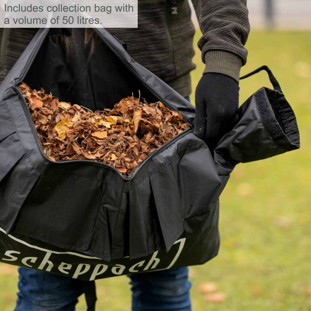 Scheppach LBH2600P 4-in-1 Leaf Blower Vacuum Shredder, 1.2hp Petrol Engine, 790m³/h Airflow, 260km/h Air Speed, 50L Collection Bag