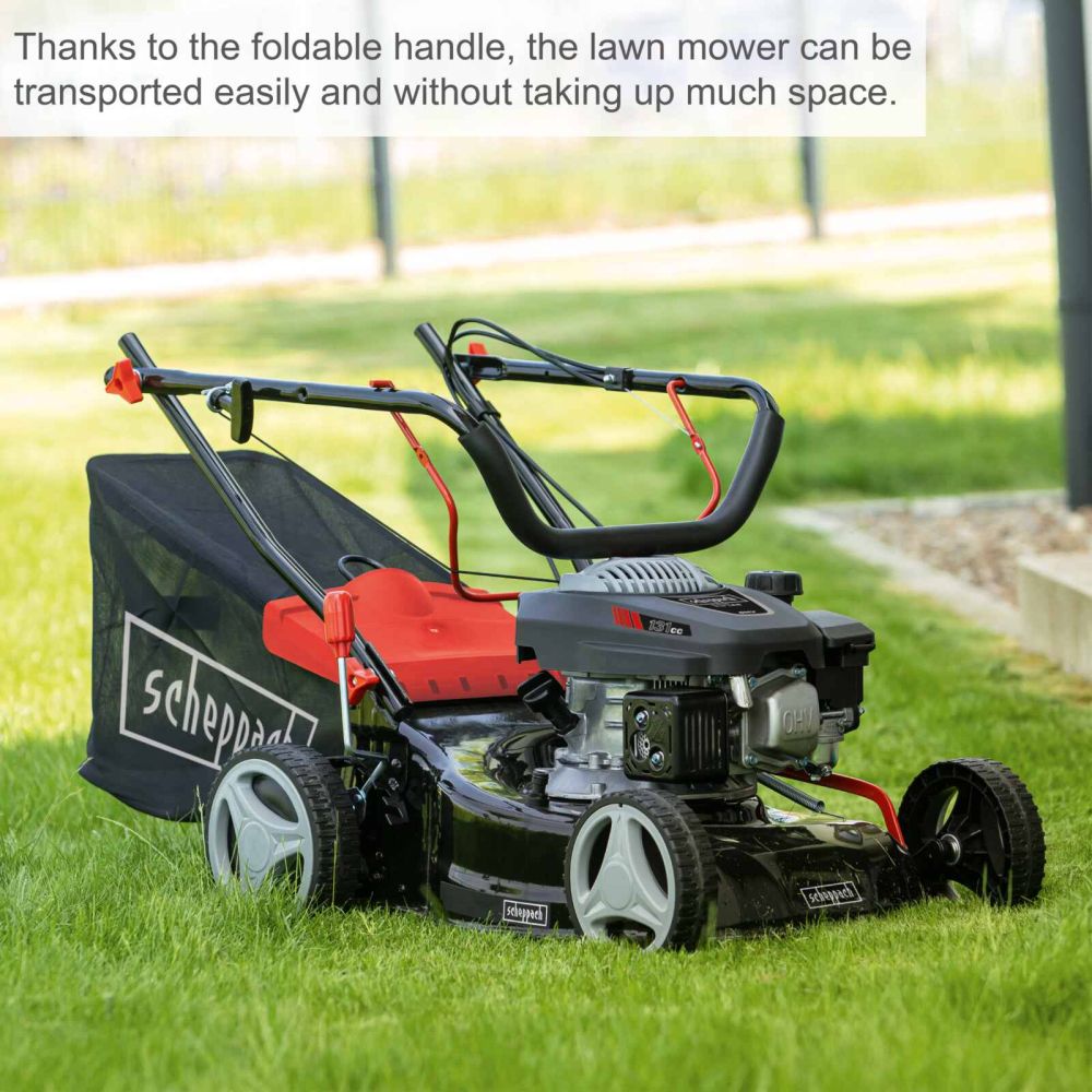 Scheppach MP132-42 Lawnmower, 3.3hp Petrol Engine, 42cm Cutting Width, 75mm Cutting Height, 45L Collection Bag Scheppach MP132-42 Lawnmower, 3.3hp Petrol Engine, 42cm Cutting Width, 75mm Cutting Height, 45L Collection Bag