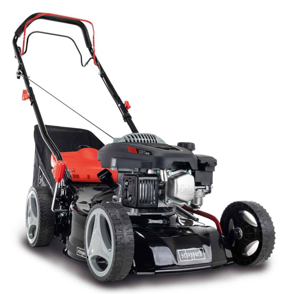 Scheppach MS132-42 Self-Propelled Lawnmower, 3.3hp Petrol Engine, 42cm Cutting Width, 75mm Cutting Height, 45L Collection Bag