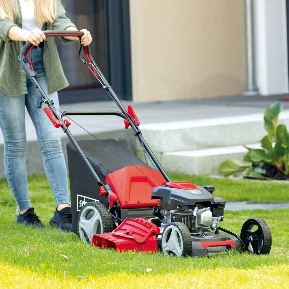 Scheppach MS173-51 Self-Propelled Lawnmower, 4.1hp Petrol Engine, 51cm Cutting Width, 75mm Cutting Height, 65L Collection Bag