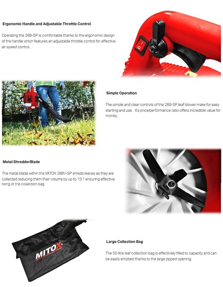 Mitox Petrol Leaf Blower Vacuum 28BV-SP Select 25.4cc