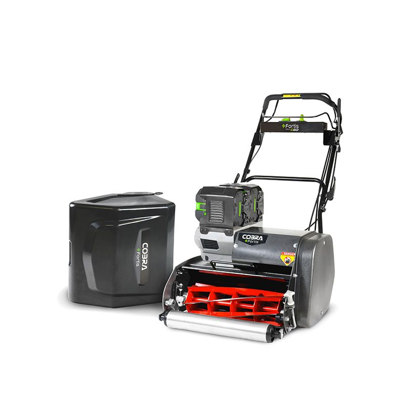 Cobra Fortis 17E Cordless Cylinder Mower 43cm KIT - 2x 5Ah Batteries & Std Charger Cobra Fortis 17E Cordless Cylinder Mower 43cm KIT - 2x 5Ah Batteries & Std Charger