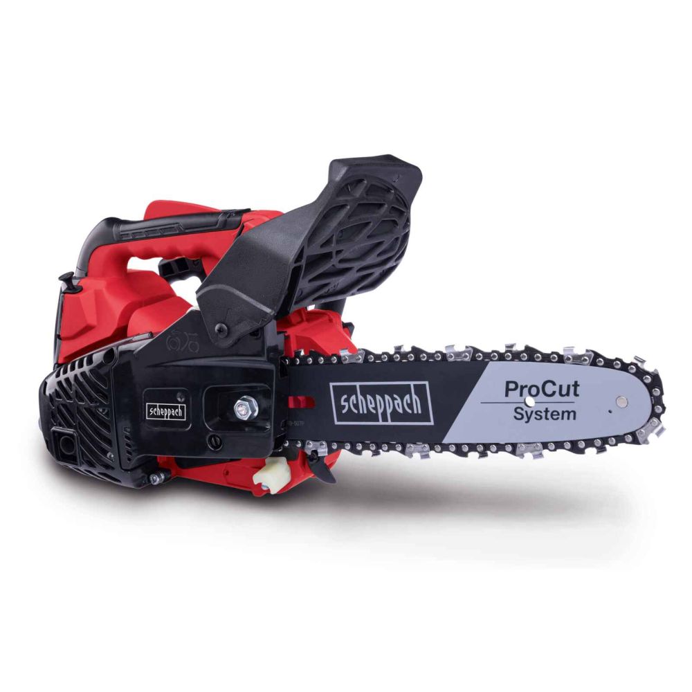 Scheppach PCS26 Pruning Chainsaw, 0.95hp Petrol Engine, 10" ProCut Bar, 210mm Cutting Capacity, Easy-Start