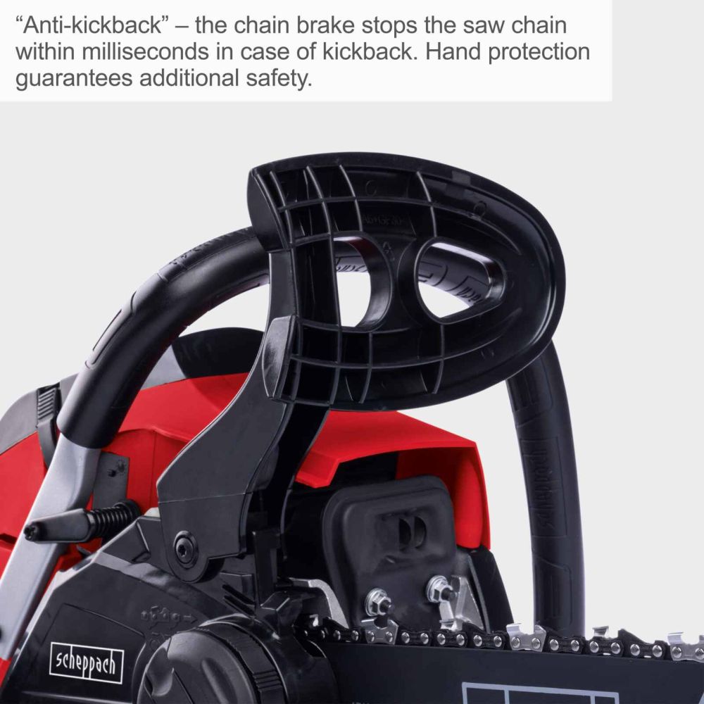 Scheppach PCS38 Chainsaw, 1.8hp Petrol Engine, 14" ProCut Bar, 335mm Cutting Capacity, Easy-Start