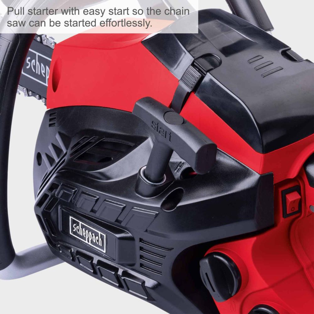 Scheppach PCS38 Chainsaw, 1.8hp Petrol Engine, 14" ProCut Bar, 335mm Cutting Capacity, Easy-Start