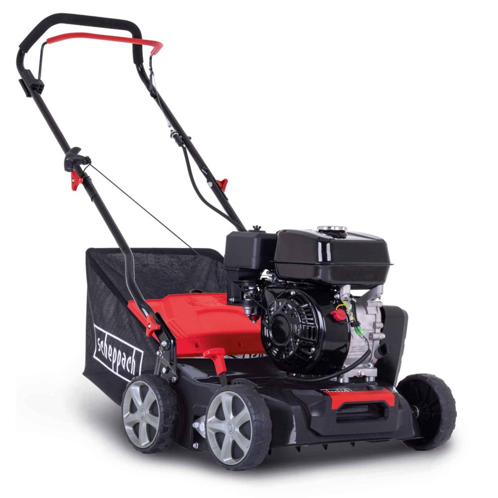 Scheppach SC55P Scarifier, 5.4hp Petrol Engine, 40cm Working Width, -15mm to +5mm Working Depth, 40L Collection Bag