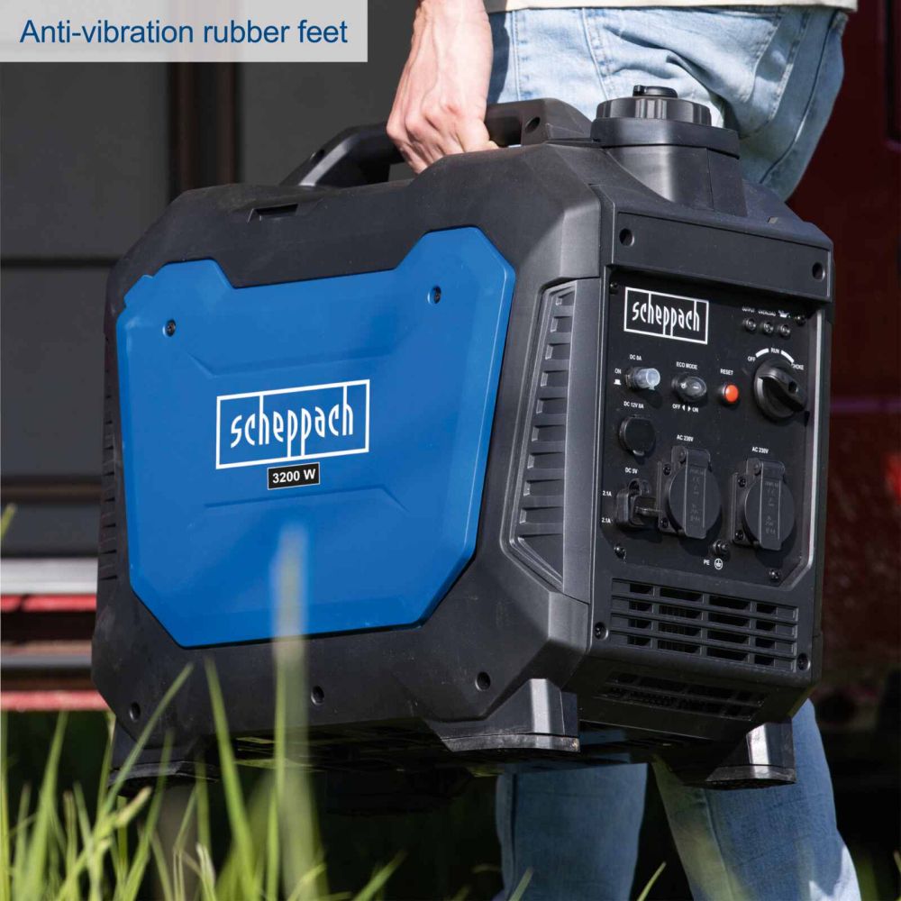 Scheppach SG3500i Portable Petrol Inverter Generator, 3500W Peak, 3000W Rated, 2x 230V Sockets Scheppach SG3500i Portable Petrol Inverter Generator, 3500W Peak, 3000W Rated, 2x 230V Sockets