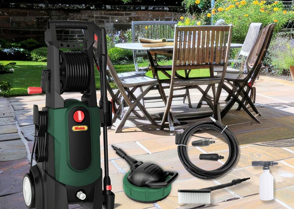 Webb 2200w Electric Pressure Washer Set 165 Bar c/w Brush, Hose Reel, Foam Sprayer, Patio Cleaner Webb 2200w Electric Pressure Washer Set 165 Bar c/w Brush, Hose Reel, Foam Sprayer, Patio Cleaner