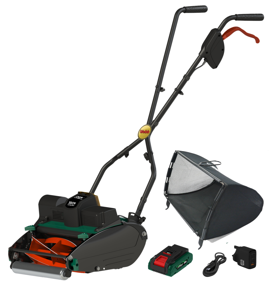 Webb 20v Cordless Cylinder Mower c/w 4ah Battery / Charger Webb 20v Cordless Cylinder Mower c/w 4ah Battery / Charger