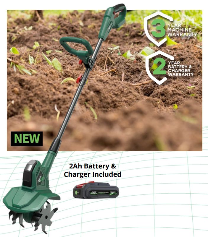 Webb Cordless Mini Tiller Cultivator Kit 20v 2Ah / 20cm