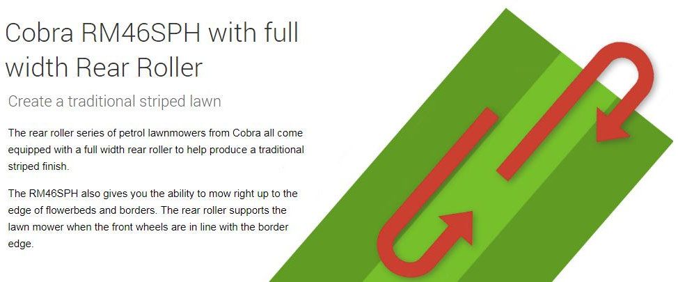 Cobra RM46SPH 46cm SP Petrol Roller Lawnmower - Honda Cobra RM46SPH 46cm SP Petrol Roller Lawnmower - Honda