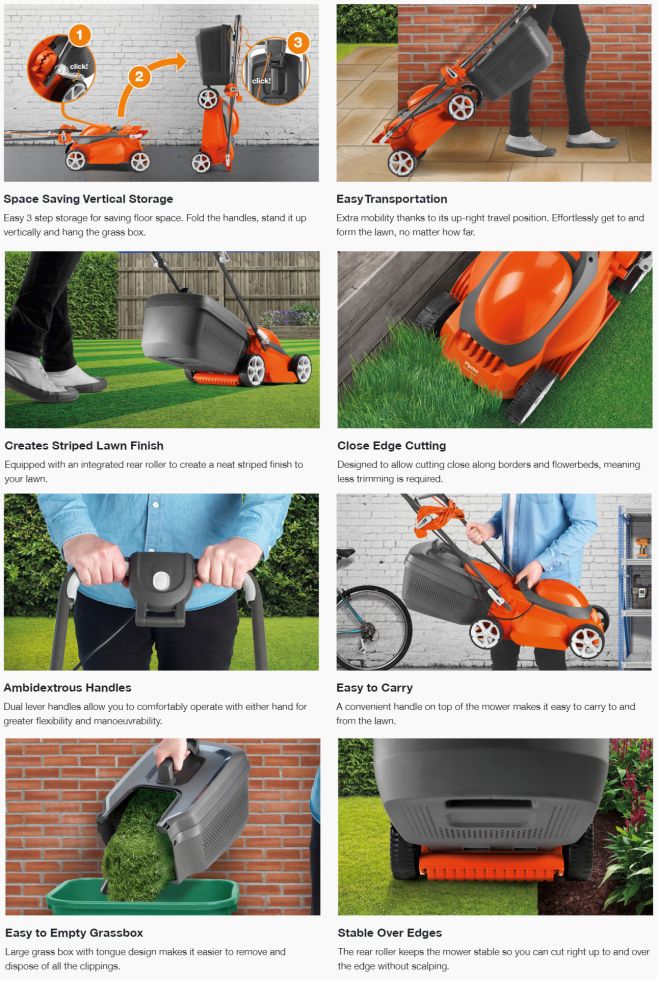 Flymo EasiStore 300R Electric Rotary Lawnmower 1200w / 30cm Flymo EasiStore 300R Electric Rotary Lawnmower 1200w / 30cm