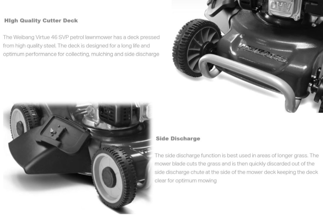 Weibang Virtue 46 SVP Premium Variable Speed Lawnmower 140cc / 46cm / Free Cover Weibang Virtue 46 SVP Premium Variable Speed Lawnmower 140cc / 46cm / Free Cover