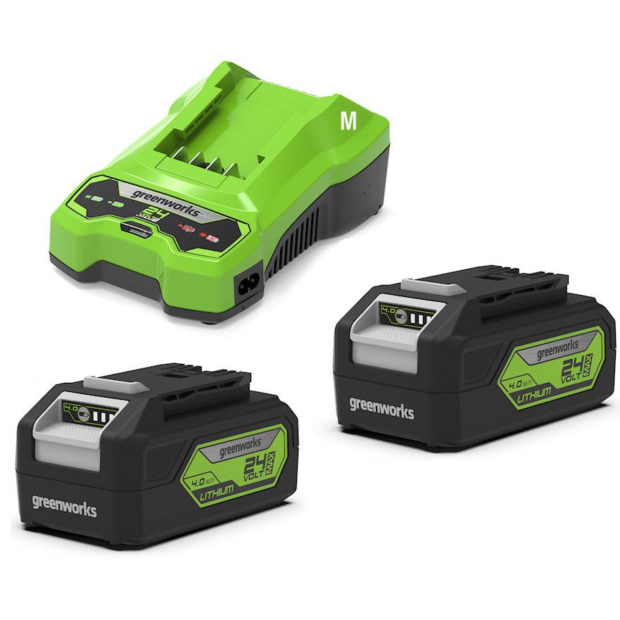 Greenworks GSK24B4 2 x 24V 4Ah Lithium-Ion Batteries and Universal Charger Kit Greenworks GSK24B4 2 x 24V 4Ah Lithium-Ion Batteries and Universal Charger Kit