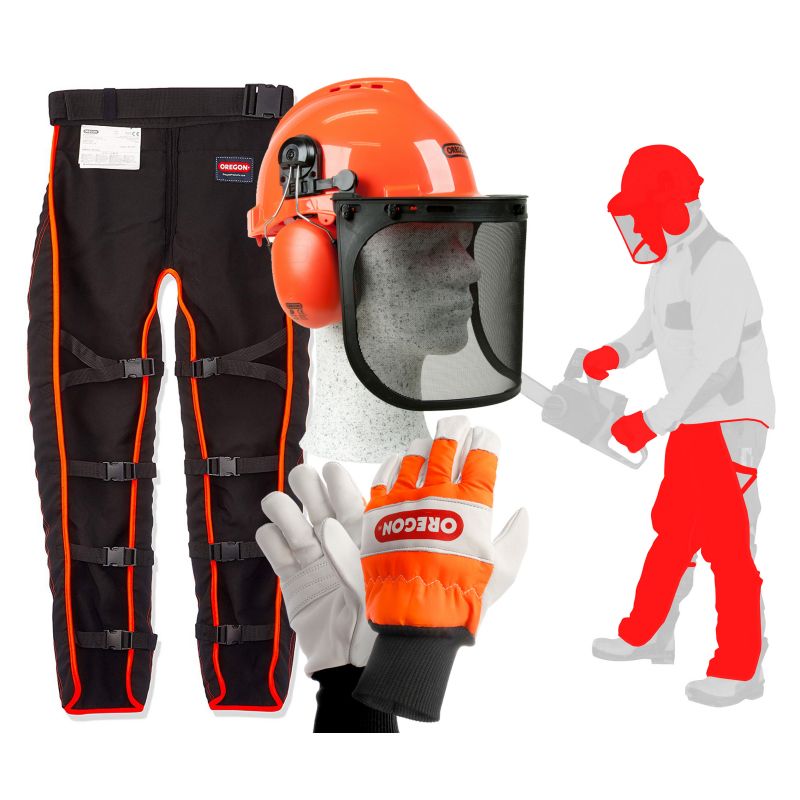 Oregon Type A Chainsaw Safety Clothing Starter Kit (Leggings / Gloves / Helmet) Oregon Type A Chainsaw Safety Clothing Starter Kit (Leggings / Gloves / Helmet)